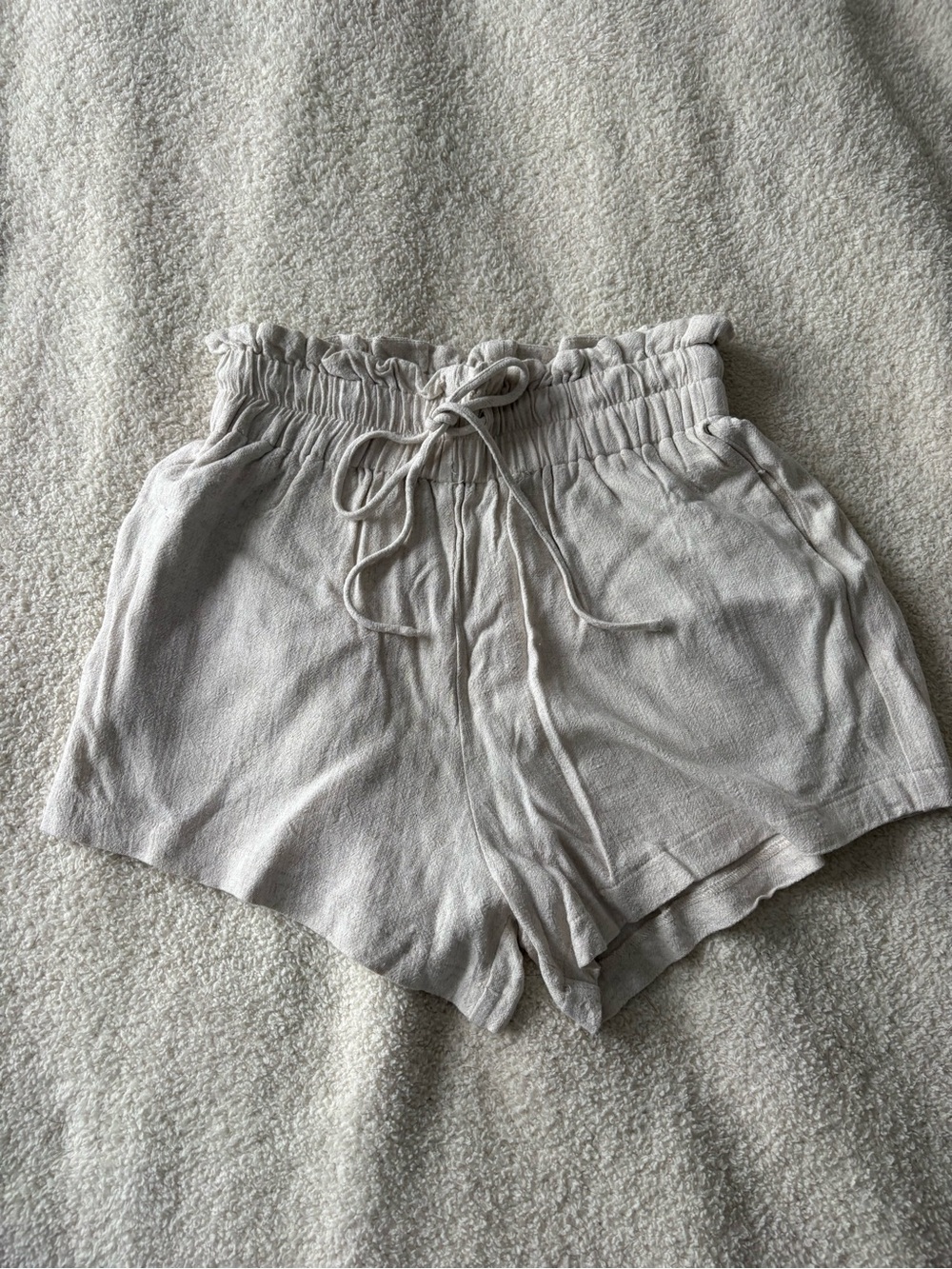 Petal & Pup Light Beige High-Waist Drawstring Shorts